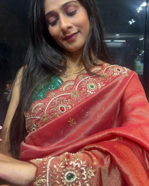 Pure Kanchi Tissue Saree with Zardozi Handwork