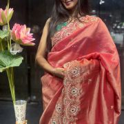 Pure Kanchi Tissue Saree with Zardozi Handwork