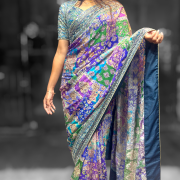 Celebrity Inspired Multicolor Crepe Printed Designer Saree