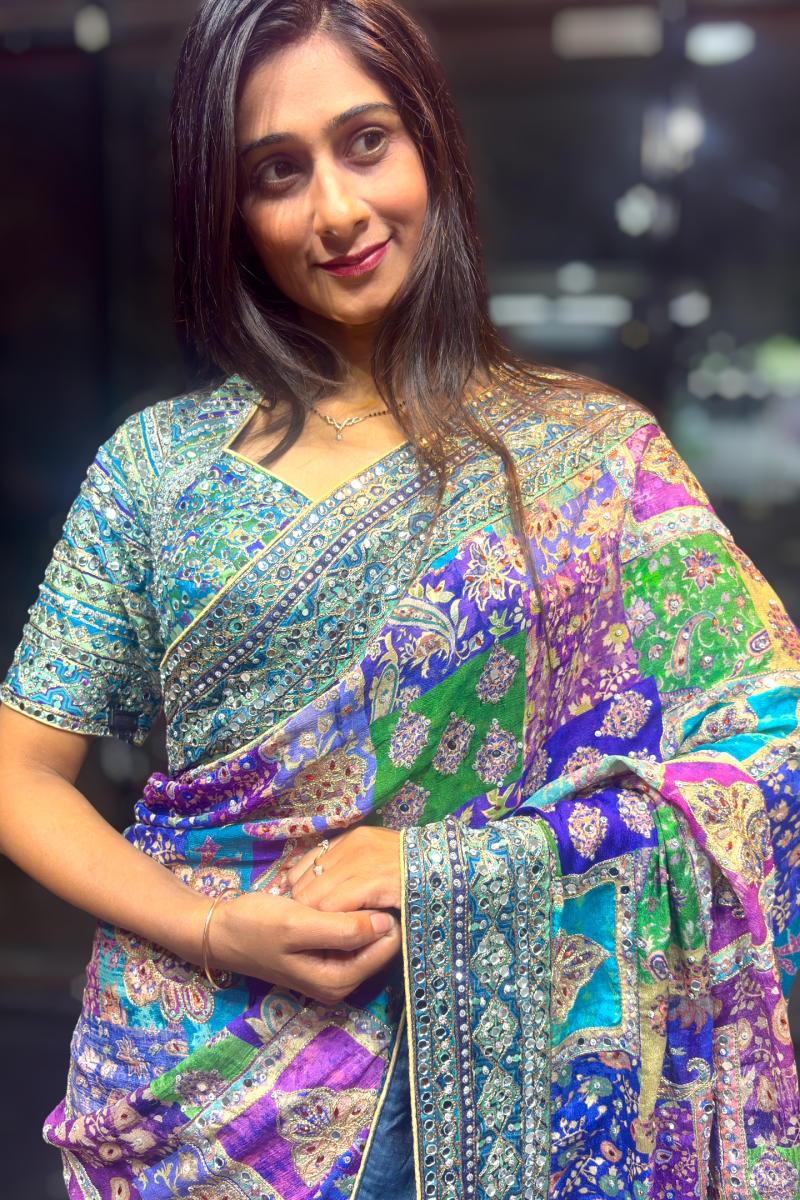 Celebrity Inspired Multicolor Crepe Printed Designer Saree