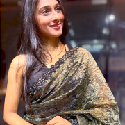 Antique Black Color Chantilly Lace Saree