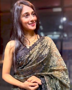 Antique Black Color Chantilly Lace Saree