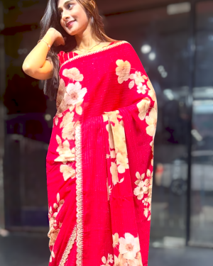 Pure Georgette Floral Printed Saree
