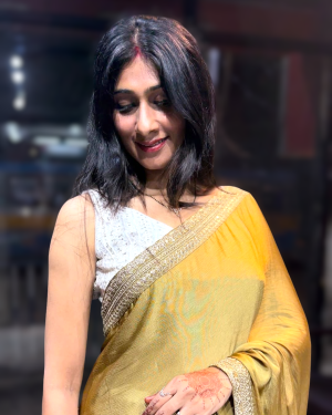 Crepe Satin With Velvet Embroidery Blouse