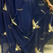 Chinnon Georgette with Flamingo Handwork Saree