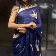 Chinnon Georgette with Flamingo Handwork Saree