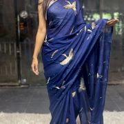Chinnon Georgette with Flamingo Handwork Saree
