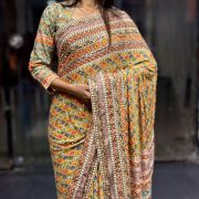 Celebrity Inspired Multicoloured Crepe Georgette Saree