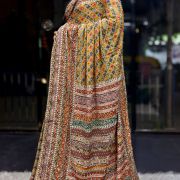 Celebrity Inspired Multicoloured Crepe Georgette Saree