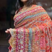 Celebrity Inspired Multicolored Crepe Georgette Saree