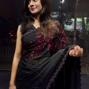 Black and Maroon Appliqué Work Saree
