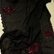 Black and Maroon Appliqué Work Saree