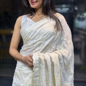 Sitara Jaal Chikankari Off-White
