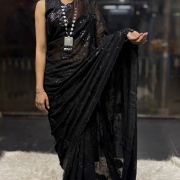 Sitara Jaal Chikankari Black