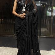Sitara Jaal Chikankari Black