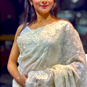 Kashish Sequin Jaal(Off-White)