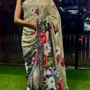 🌸 SequinBloom Digital Floral Symphony Saree ✨