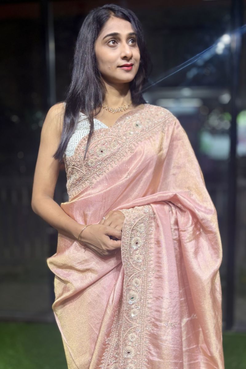 NoorRuh Ruby Royale Kanchi Crepe Tissue Saree