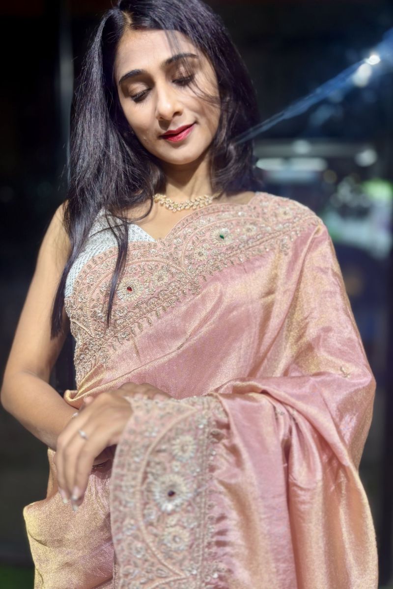 NoorRuh Ruby Royale Kanchi Crepe Tissue Saree