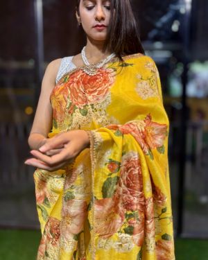 GulRang Dual Bloom Tissue Silk Saree