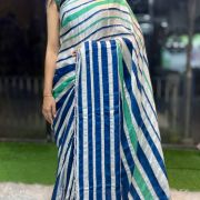 Rainbow Radiance Multicolored Sartin Designer Saree
