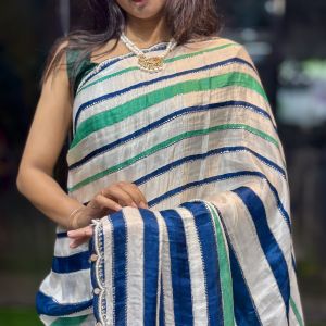 Rainbow Radiance Multicolored Sartin Designer Saree