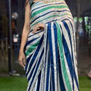 Rainbow Radiance Multicolored Sartin Designer Saree