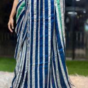 Rainbow Radiance Multicolored Sartin Designer Saree