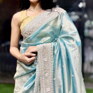 Moonlit Maharani Dual Tone Kanchi Tissue Saree