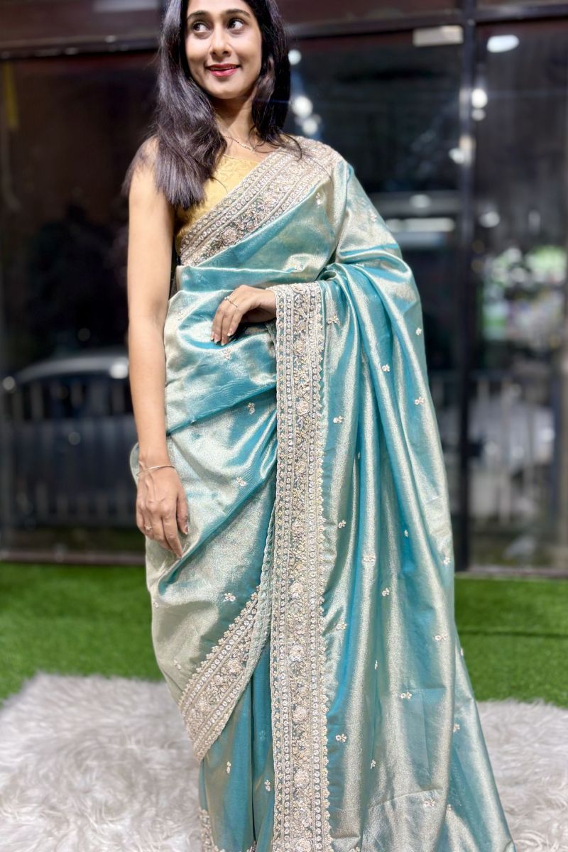 Moonlit Maharani Dual Tone Kanchi Tissue Saree